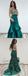 V Neck Emerald Green Mermaid Long Evening Prom Dresses with Beaded, QB0425