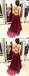 Sexy Backless V Neck Maroon Long Evening Prom Dresses, QB0414