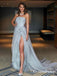Sexy Strapless High Side Slit Charming Long Cheap Chiffon Evening Prom Dresses, PDS0066