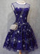 Blue Illusion Unique Cheap Short Homecoming Dresses 2018, CM552