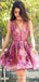 Illusion V-neck Sleeveless A-line 2019 Homecoming Dresses With Applique, QB0900