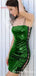 Sexy Spaghetti Straps Green Sequin Short Cocktail Homecoming Dresses, QB0868