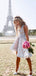 Unique Deep V-neck Fitted Lace A-Line Short High-low Homecoming Dresses, QB0884