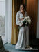 Simple V-neck Two Piece A-line Long Cheap Beach Wedding Dresses, WDS0020