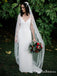 Charming V-neck Spaghetti Strap White Satin Long Cheap Wedding Dresses, WDS0005