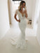 Sexy V-neck Lace Backless Mermaid Long Cheap Wedding Dresses, WDS0058